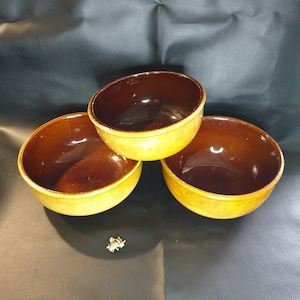 Vintage Glazed Stoneware Bowls, Three French Bowls, French Kitchenalia, French Stoneware, Kitchen Decor