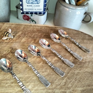 Rare Amazing Gorgeous Elegant Vintage Collectible SILEA &quot;TASSEL&quot; Silver Plate Demitasse Spoon Set - Vintage Silver Tea Spoons