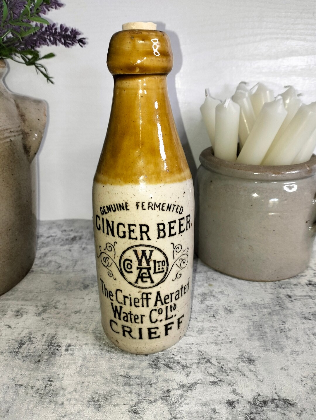 Antique Stoneware Ginger Beer Bottle Kitchen Decor Early Etsy
