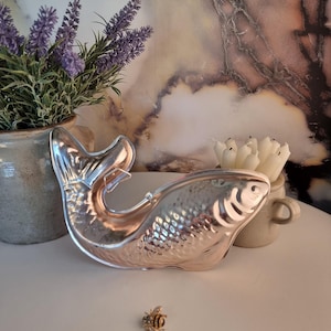 Vintage Kupfer Fischform | Massives Kupfer | Französisches Land Küche Wanddekor | Nautische Küsten