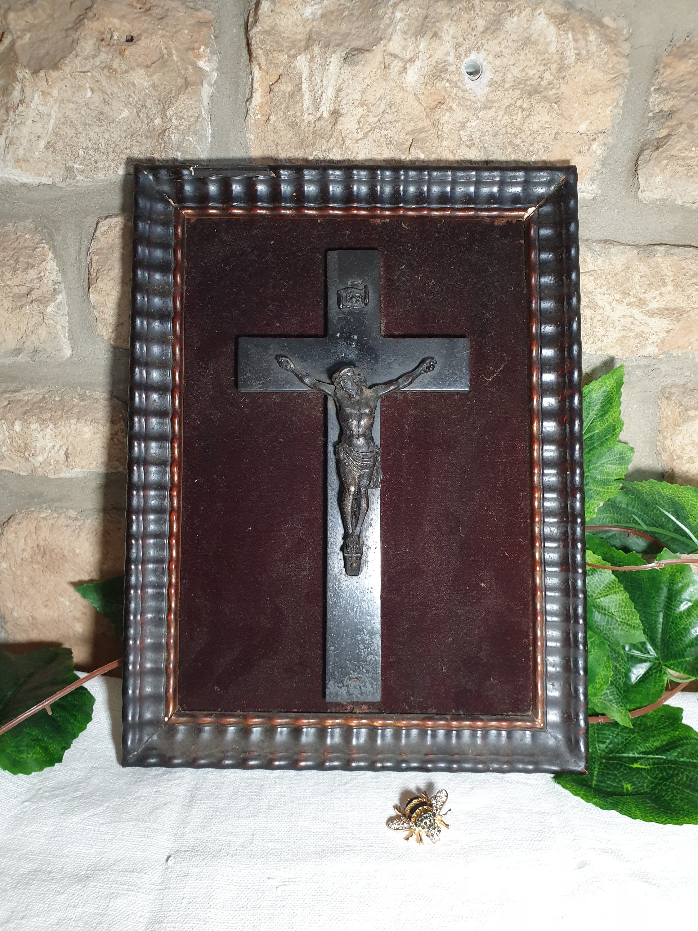 Jésus sur Une Croix, Cadre de Jésus, Image Religieuse, Jésus Noir, Christ Fond, Année 1901