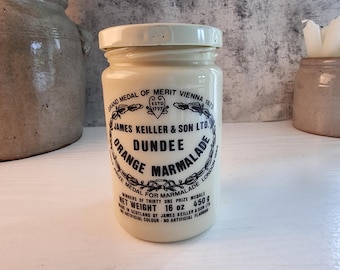 James Keiller Son, Dundee Marmalade, Vintage Milk Glass Jar With