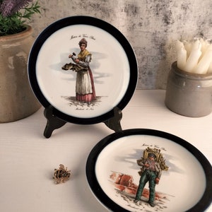 Vintage French Ceramic Plates - Pair of Métiers de Vieux Paris Plates - Vintage Ornate Plates