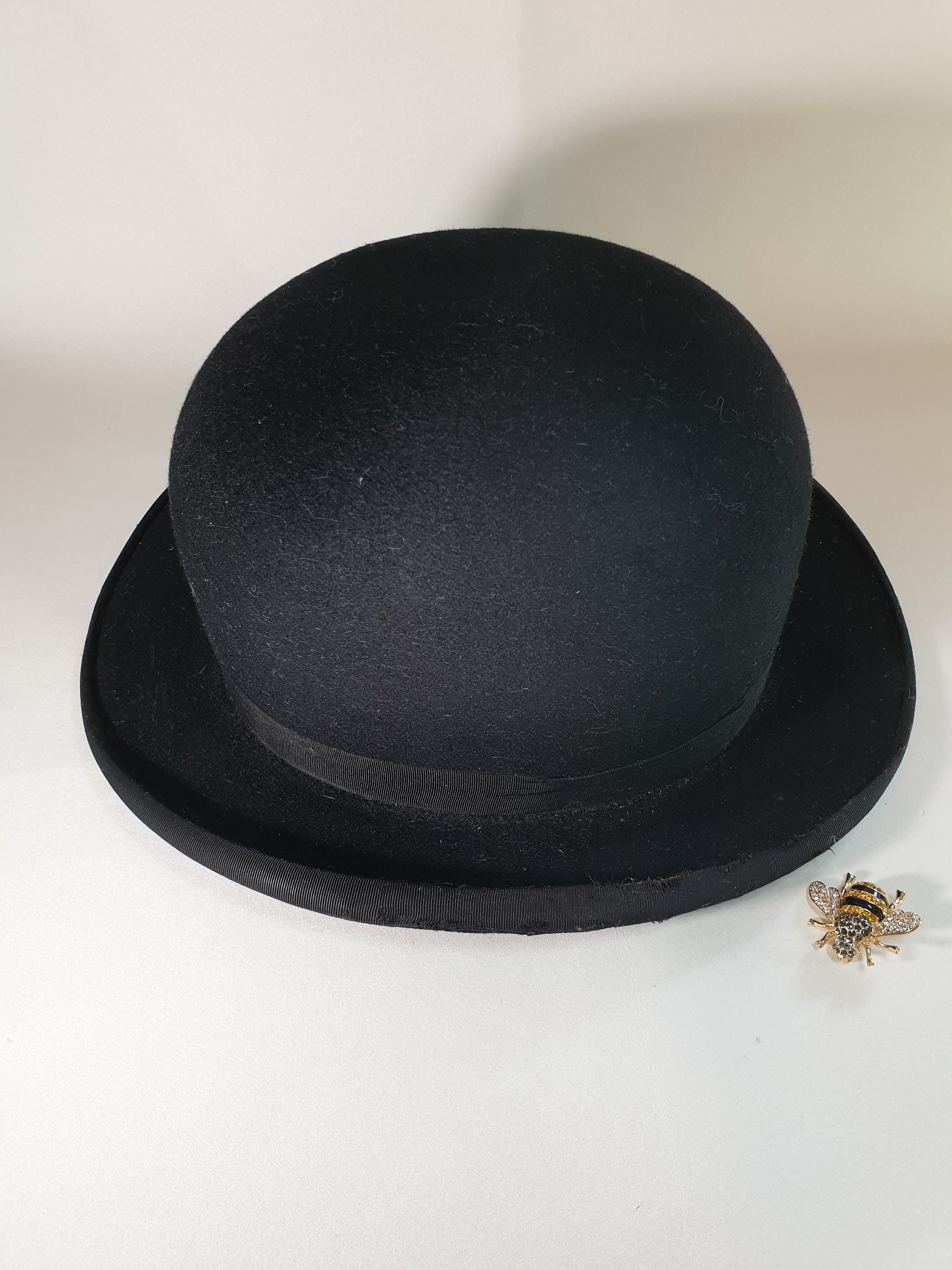 Vintage Black Felt Bowler Hat Antique 