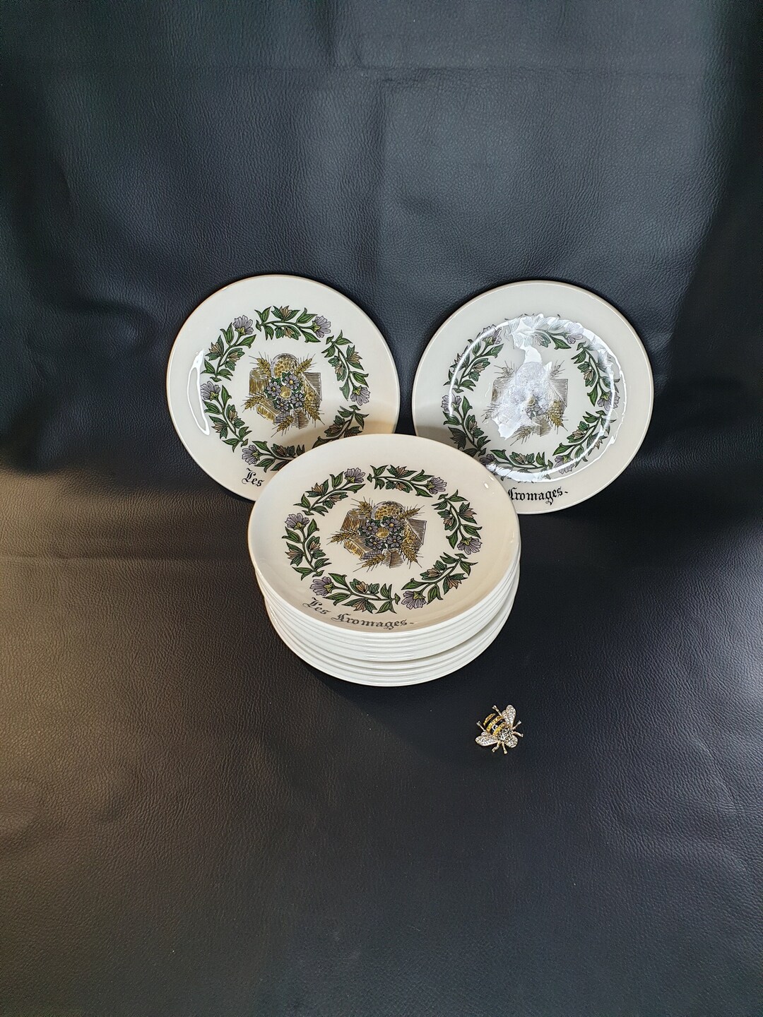 Vintage French Gien Cheese Plates, Cheese Plates, Les Fromages