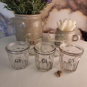 French Antique Conical Glass Jam Jars - Old French Jelly Jars - French Antique Glass Jars - Glass Night Lights Holders - Tulip Glass Jars