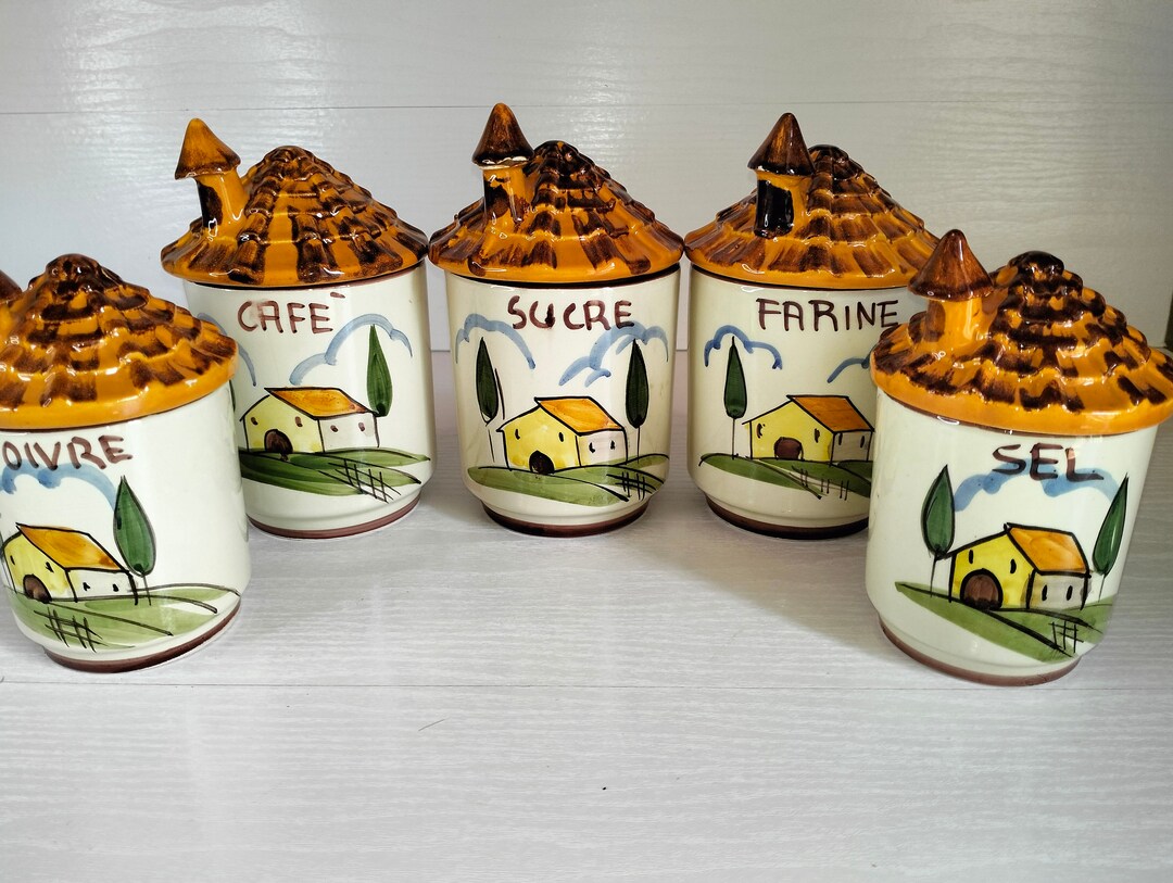 Ceramic Kitchen Storage Jars Vintage French Storage Jars - Etsy