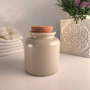 Authentic Vintage French Stoneware Mustard Jar - Vintage Stoneware Pot with Cork Lid - Rustic Kitchen Decor