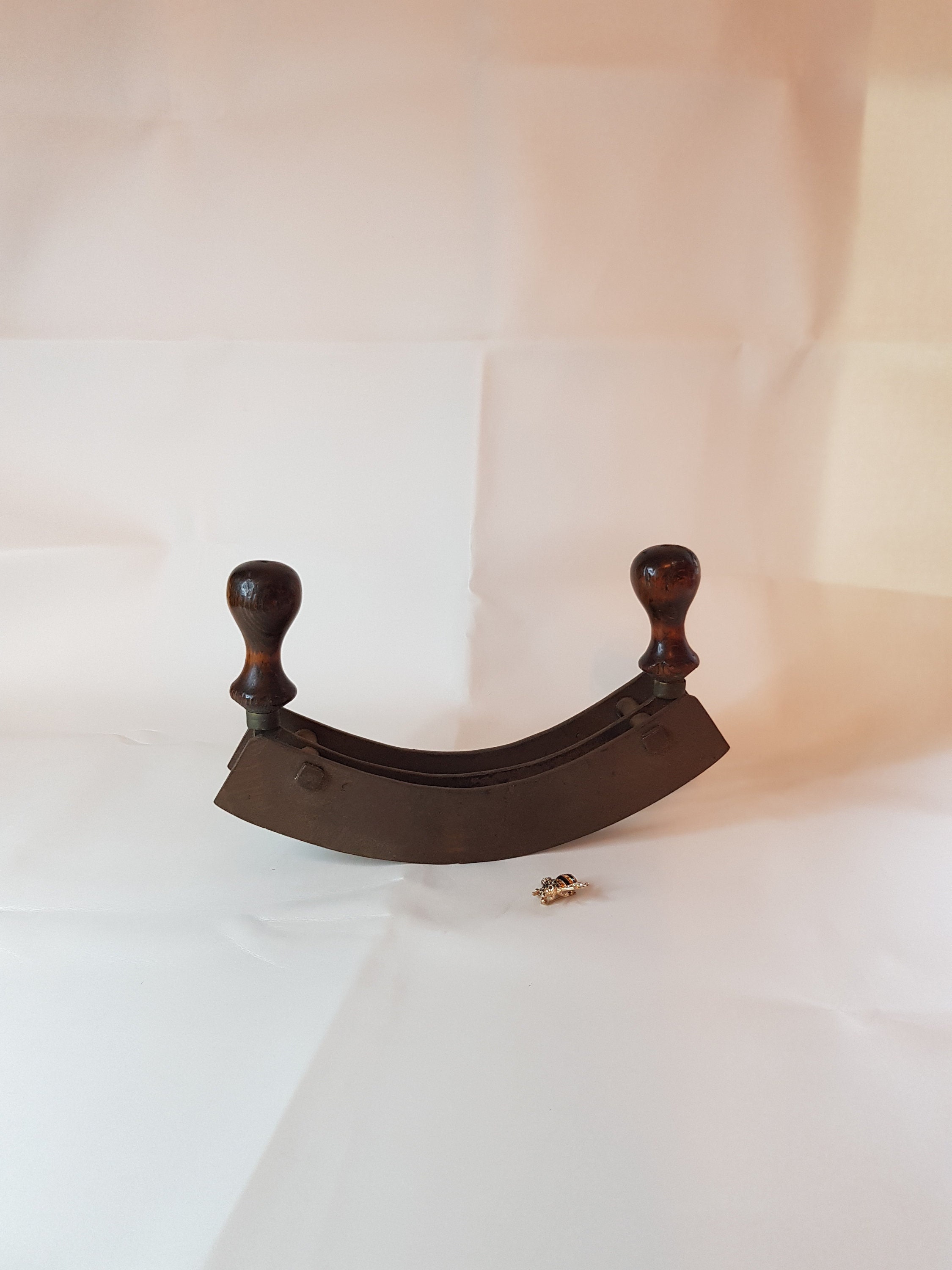 Hachoir à Herbes Antique, Forme Ergonomique et Poignée en Bois, Lame de Hachage Cuisine Français, Gr