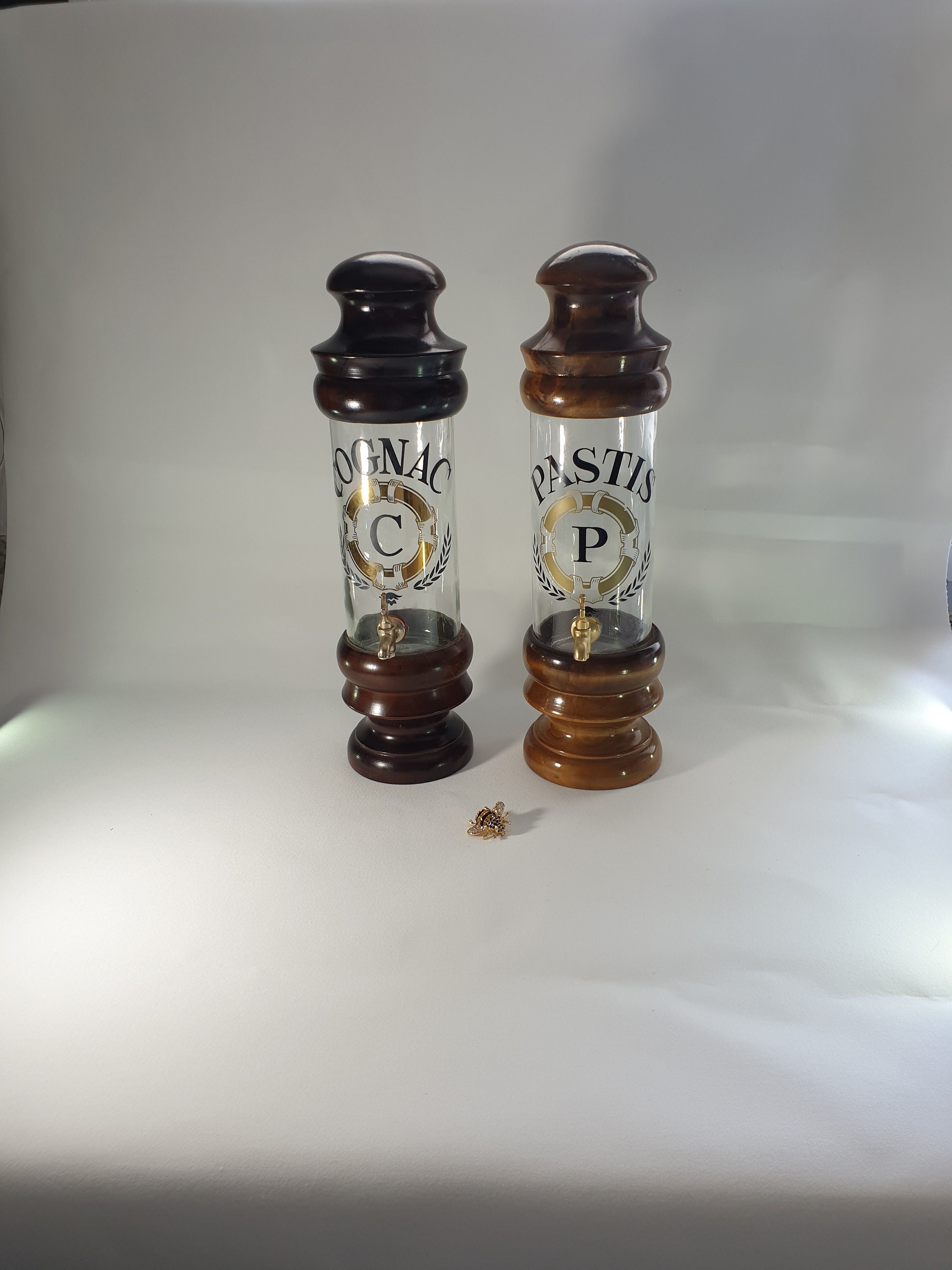 Distributeur de Verre Pastis et Cognac Vintage Robinets en Laiton | Uniquement Disponible, Français