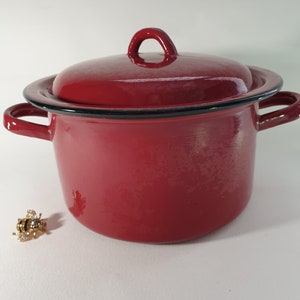 Vintage Frans geëmailleerd kookgerei, geëmailleerde stoofpan, Franse geëmailleerde braadpan, geëmailleerde pan, vintage keuken, Frans kookgerei, Frans email