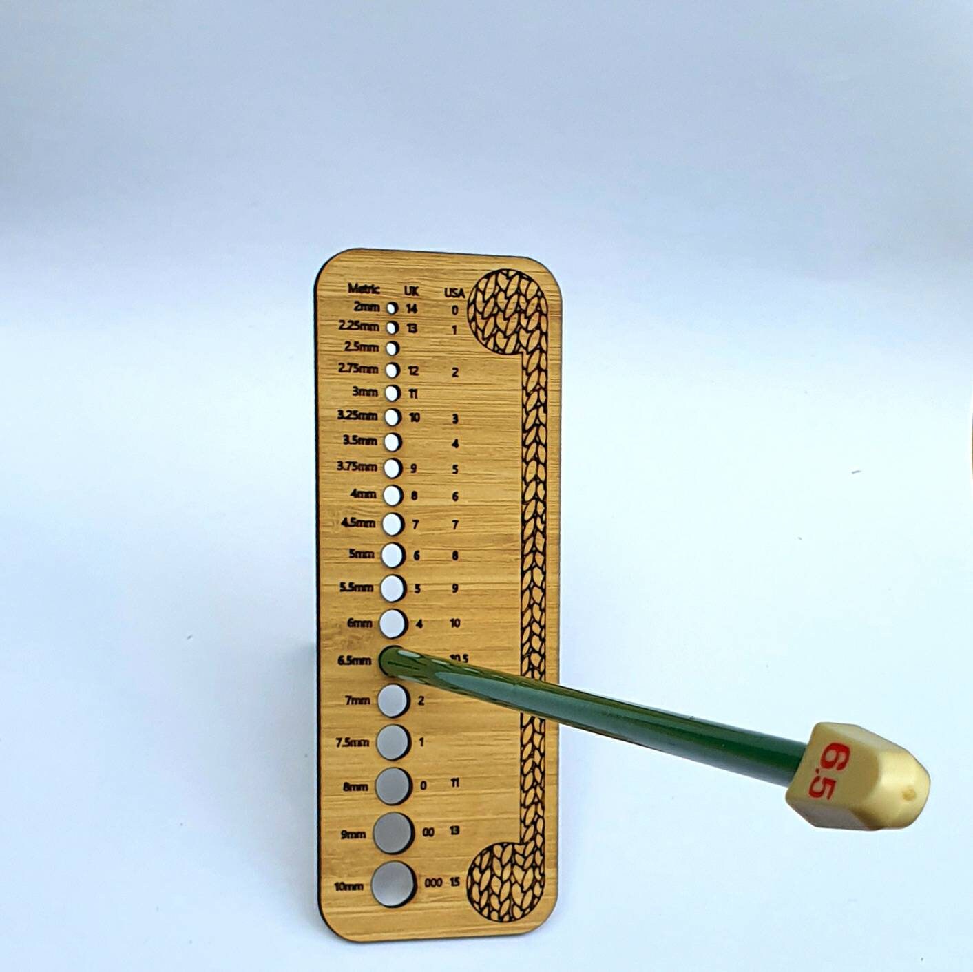 Knitting Needle Size Gauge With Hand Knitted Pattern Design Etsy