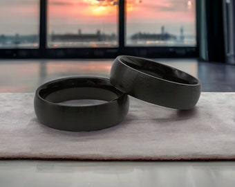 Black Stainless Steel Band Ring with a Matte Finish 6mm