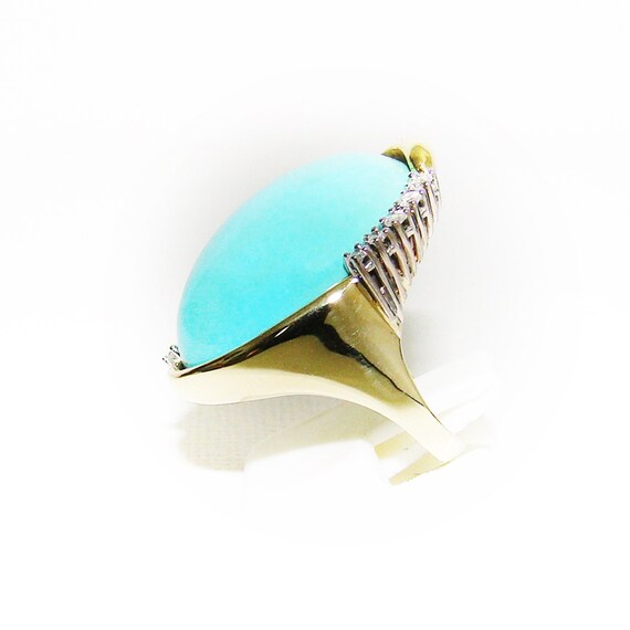 Ring Gold 585 Turquoise Brilliant 14 kt Gemstones… - image 4