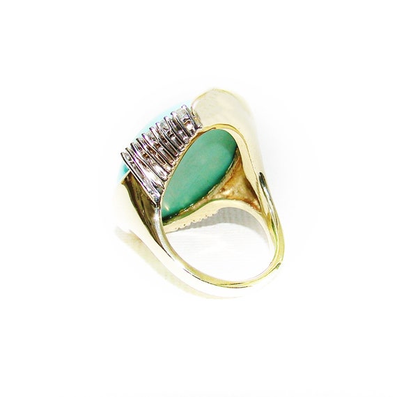 Ring Gold 585 Turquoise Brilliant 14 kt Gemstones… - image 5