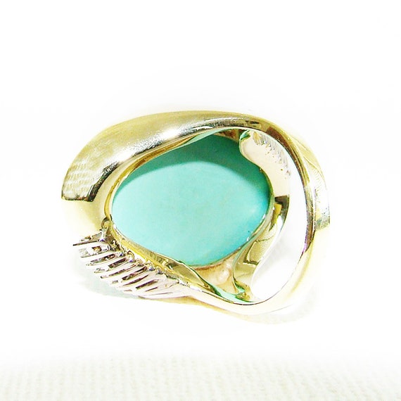 Ring Gold 585 Turquoise Brilliant 14 kt Gemstones… - image 6