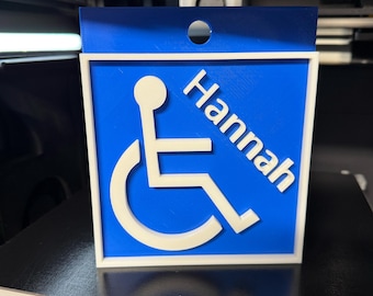 Custom 3D Printed Stroller Handicap Sign: Personalized Wheelchair Symbol Tag