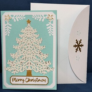 Cartão Frosted Fir | Cartão Árvore de Natal | Cartão de felicitações exclusivo feito à mão premium | Cartão de felicitações de Natal | Cartões de Natal feitos à mão