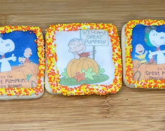 Charlie Brown Halloween Cookies• Halloween cookies• The great pumpkin Cookies• Trick or treat Cookies  • kids personalized cookies