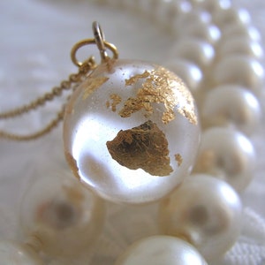 Blattgold-Harz-Erdkugel-Kugel-Halsketten-Anhänger-Schmuck