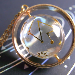 Or Ciel étoilé Constellations Carte Astrologie Résine Spinner Pendentif Collier Bijoux