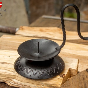 Black forged metal medieval candle holder, medieval gothic home decor, iron candle sconce torch, Viking lantern, medieval gift for her