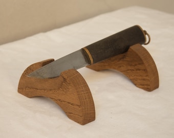 Portacoltelli in legno fatto a mano, espositore rustico