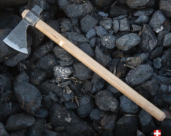 Hand Forged Carbon Steel Tomahawk Axe, Camping Hatchet, Gift for bushcraft lover