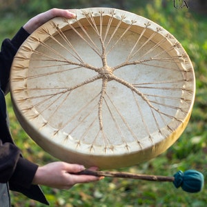 Shaman drum, Tambourines hand drum, Native American Drum, Frame drum, Viking Shaman, Siberian Shamanic drum, Musical Instrument Dark Ages zdjęcie 9