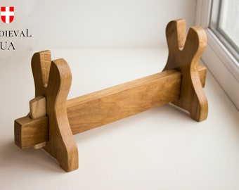 Sword stand, Wooden stand for medieval sword, Wooden Stand, Wooden medieval sword stand, One sword wall rack , Sword rack