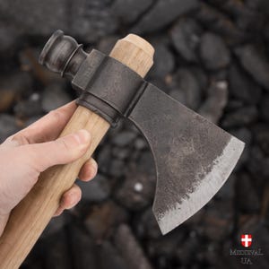 Forged handmade tomahawk axe, Carbon steel outdoor camping Hatchet, Metal plumb axe head, Viking gift for husband, Fathers Day present