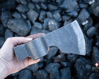 Cabeça de machado para bushcraft forjada à mão em aço carbono (somente a cabeça), presente para o Dia dos Pais.