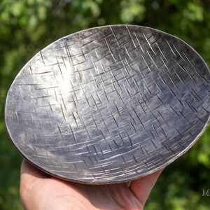 Hand Forged Metal Round Ring Dish, Steel Key Dish, Jewelry Holder, Unique 11th Anniversary Gift For Her, Minimalist Home Decor