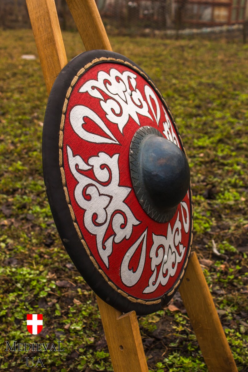 Viking Round Shield Medieval Shield With Metal Shield Boss Etsy
