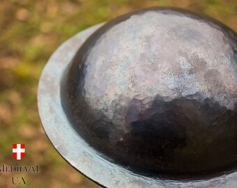 Medieval Steel Shield Boss, Umbo For Viking Reconstruction, Buhurt, Blued Finish