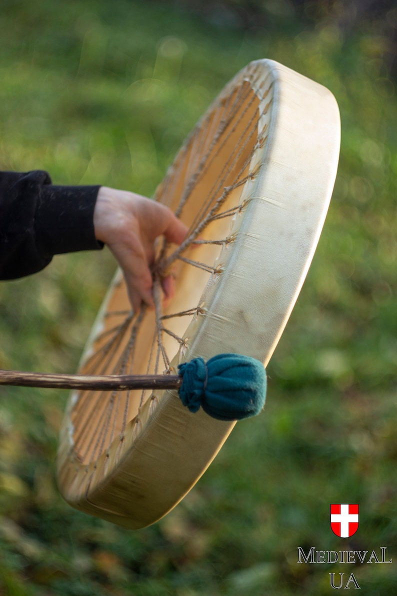 Shaman drum, Tambourines hand drum, Native American Drum, Frame drum, Viking Shaman, Siberian Shamanic drum, Musical Instrument Dark Ages zdjęcie 6