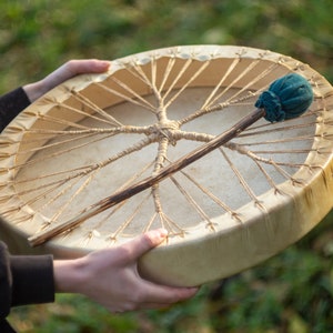 Shaman drum, Tambourines hand drum, Native American Drum, Frame drum, Viking Shaman, Siberian Shamanic drum, Musical Instrument Dark Ages zdjęcie 3