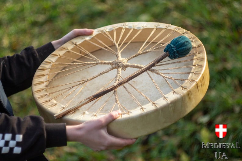 Shaman drum, Tambourines hand drum, Native American Drum, Frame drum, Viking Shaman, Siberian Shamanic drum, Musical Instrument Dark Ages zdjęcie 3