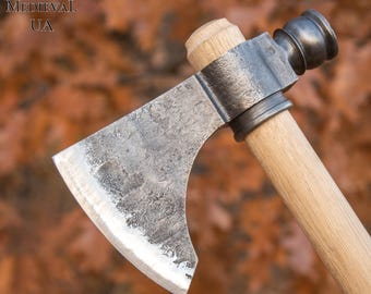 Hand Forged Viking Tomahawk Axe, Carbon Steel Camping Hatchet, Bushcraft Axe, Gift for Him