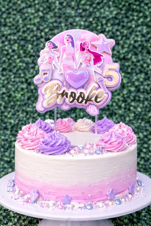 Huntrix Golden Inspired Birthday, K-Pop Demon Hunters Cake Topper