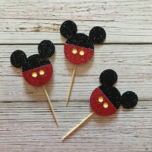 Mickey Mouse Cupcake Topper, Mickey Mouse Birthday Party, Mickey Mouse Cake topper, Cupcake Toppers, Mickey Mouse Decor, Mickey baby shower