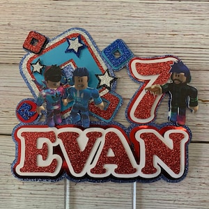 Roblox Cake Topper. Roblox Party Decor. Roblox Birthday Party. Custom Personalized Roblox Cake Topper