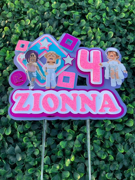 Girl Roblox Cake Topper. Pink Roblox Party Decor. Roblox Girls Birthday Party. Custom Personalized Roblox Cake Topper for Girls