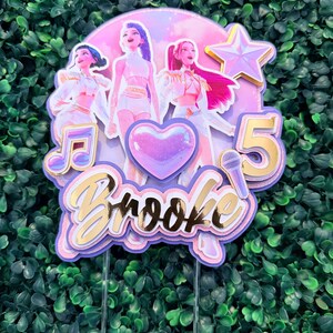 Huntrix Golden Inspired Birthday, K-Pop Demon Hunters Cake Topper image 2