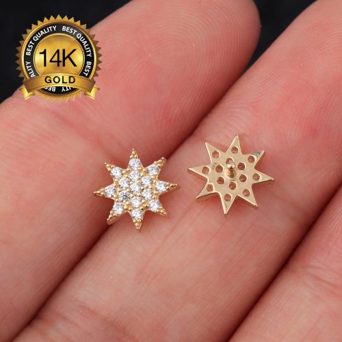 14K 16G Solid Gold Dermal Piercing/internally Threaded Dermal Etsy