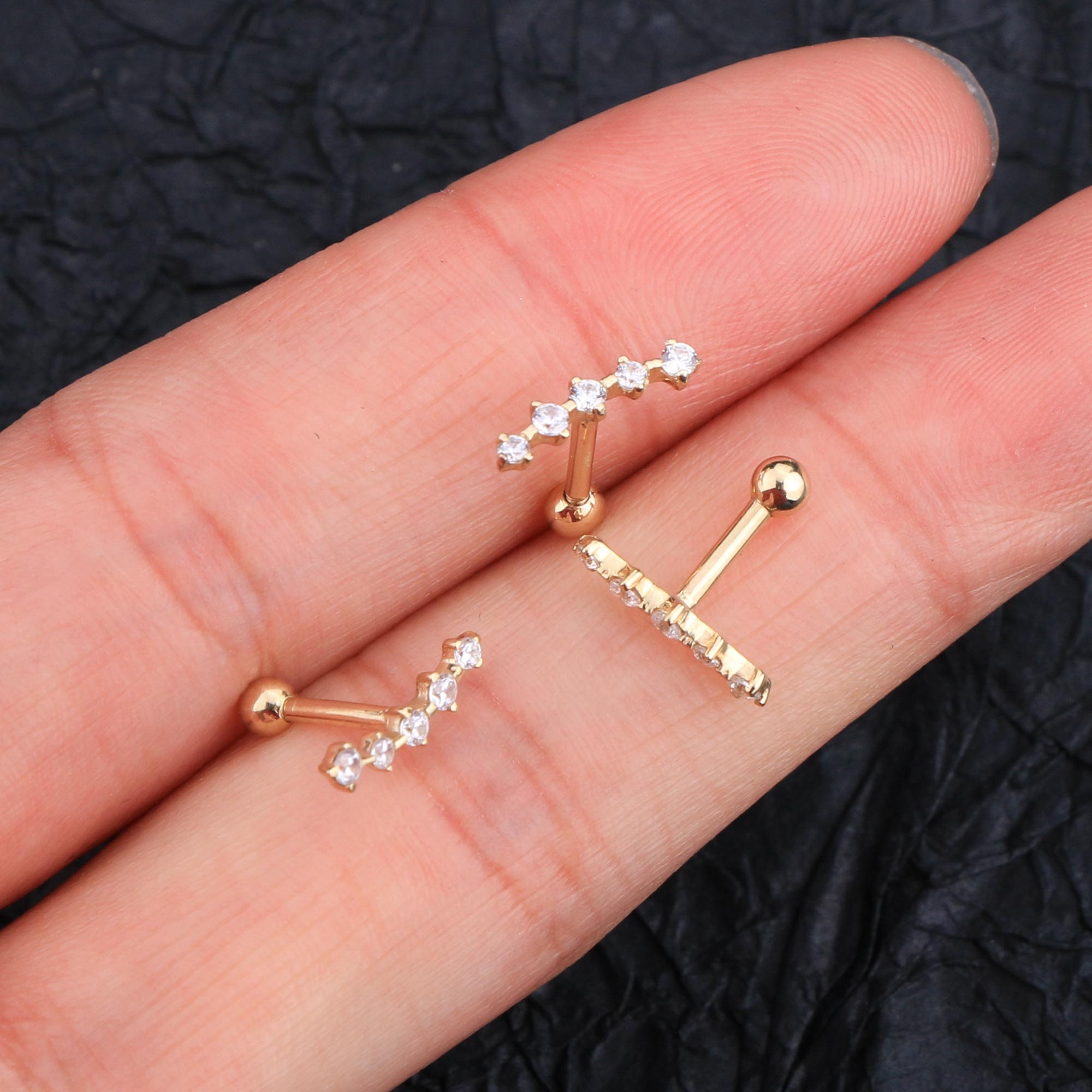 Gold Ohrpiercing Mit Zirkonia - Elegant & Gewindelos