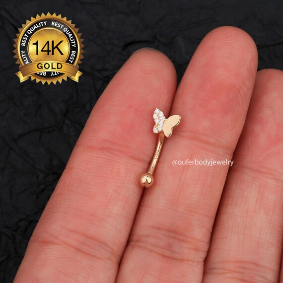 14K Solid Gold Butterfly Rook Piercing Jewelry16g Rook Etsy