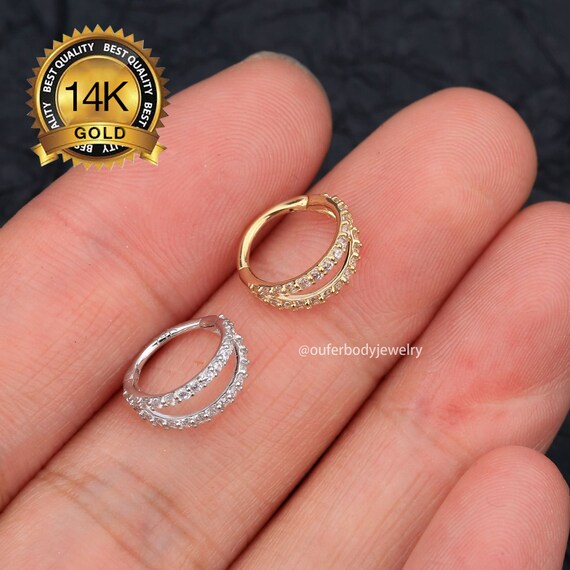 14K 18G Cartilage Hoopnose Hoophelix Rook Hoop Lobe Earring - Etsy