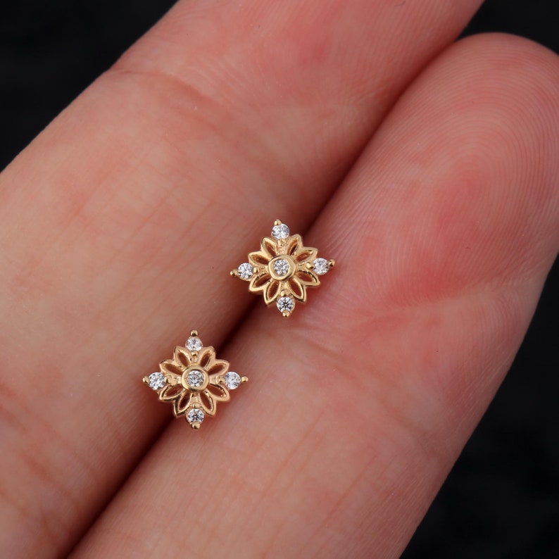 14K 16G Solid Gold Dermal Piercing/internally Threaded Dermal Etsy