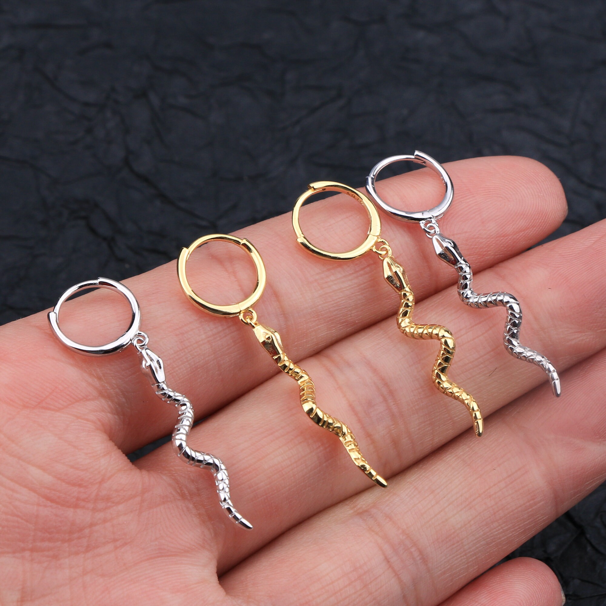 S925 Snake Hoop Earrings Snake Drop Hoop Earrings Snake Etsy